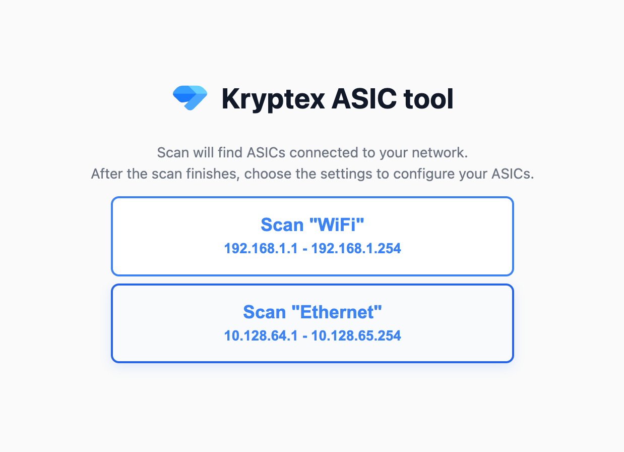Kryptex ASIC Manager - Network scan